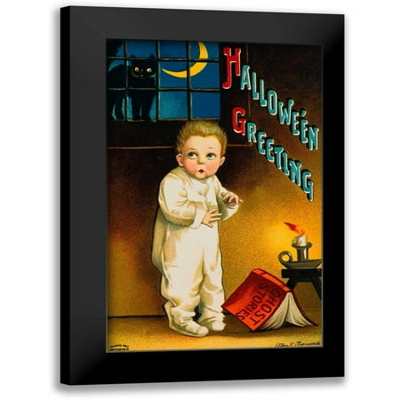 Vintage Apple Collection 10x14 Black Modern Framed Museum Art Print Titled - Halloween Greetings Little Boy.tif