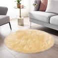 thumbnail image 3 of Ghouse Round Yellow Area Rug 3 feet, Thick and Fluffy Faux Sheepskin Machine Washable Circle Plush Carpet, Faux Sheepskin Rug for Living Room, Bedroom, Kids Room, 3 of 6