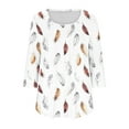 thumbnail image 7 of JTZGDY Summer Tunic Tops for Women Dressy Casual 2025 Fashion 3/4 Lenght Sleeve Floral Printed Ruched Pleated Crewneck Graphic T-Shirts Loose Fit Curvy Hem Blouse White#01 S, 7 of 7