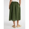 thumbnail image 3 of Free Assembly Women's and Women's Plus Cotton Eyelet Midi Skirt, Sizes XS-4X, 3 of 5