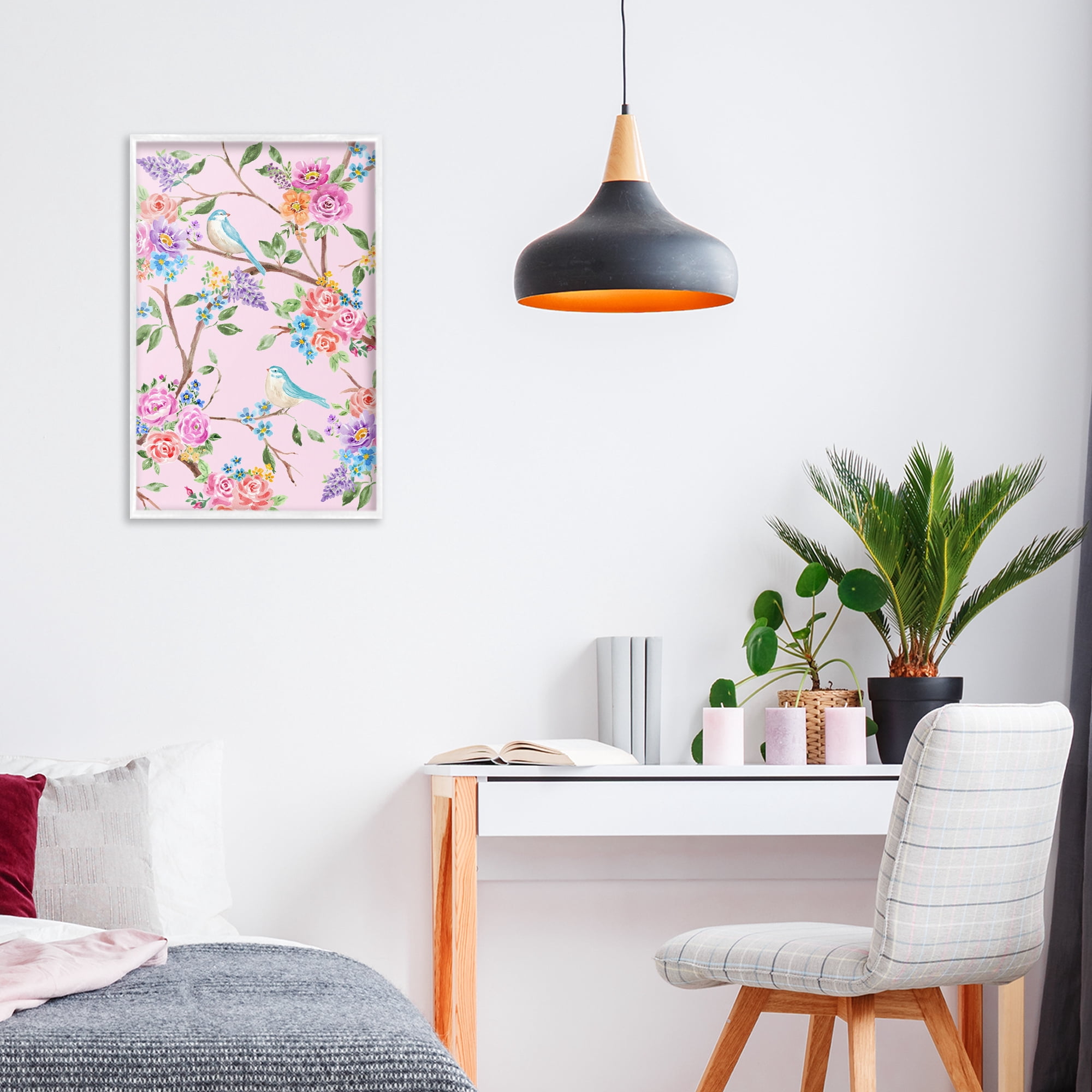 Stupell Industries Pink & Blue Spring Florals White Framed Giclee Art, design by Corinne Haig