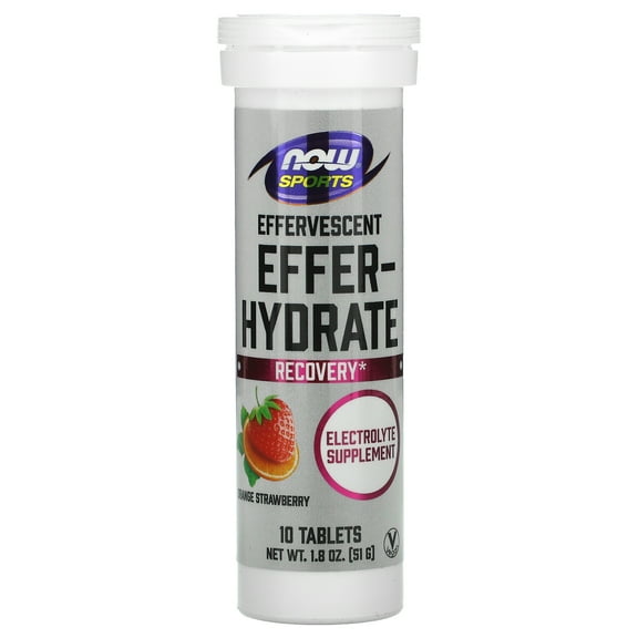 NOW Foods - NOW Sports Effer-Hydrate Effervescent Electrolyte Supplement Orange Strawberry - 10 Tablets