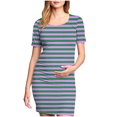 thumbnail image 1 of Robe de Maternité pour Femmes, Style Mi-Mollet Plissé à Imprimé avec Manches Courtes et Encolure Ronde, Mélange Polyester-Spandex, Coupe Confortable Extensible, Idéale pour les Séances Photo de Grossesse Ou les Occasions Formelles, 1 of 6
