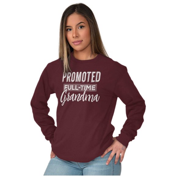 Promoted Grandma Announcement Cute Women's Long Sleeve T Shirt Brisco Brands 2X