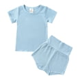 thumbnail image 2 of xiaxaixu Solid Color Short Sleeve Round Neck Pullover + High Waisted Pants, 2 of 5