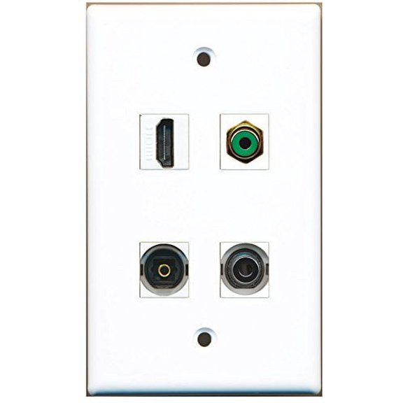 RiteAV - 1 Port HDMI 1 Port RCA Green 1 Port Toslink 1 Port 3.5mm Wall Plate