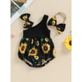 thumbnail image 2 of Bagilaanoe Newborn Baby Girl Summer Rompers Sunflower Print Sleeveless Bodysuits + Headband 3M 6M 12M 18M Infant One Piece Jumpsuit, 2 of 7