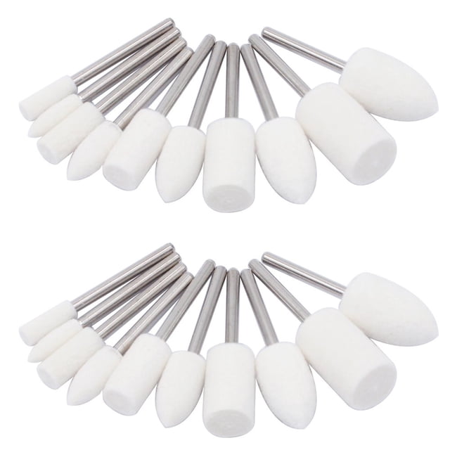 PHYHOO Almohadillas de pulido para rueda de pulido para accesorios de herramientas rotativas de taladro, kit de puntas de mandril montadas, reloj pulido cromado, vástago de 1/8 de pulgada