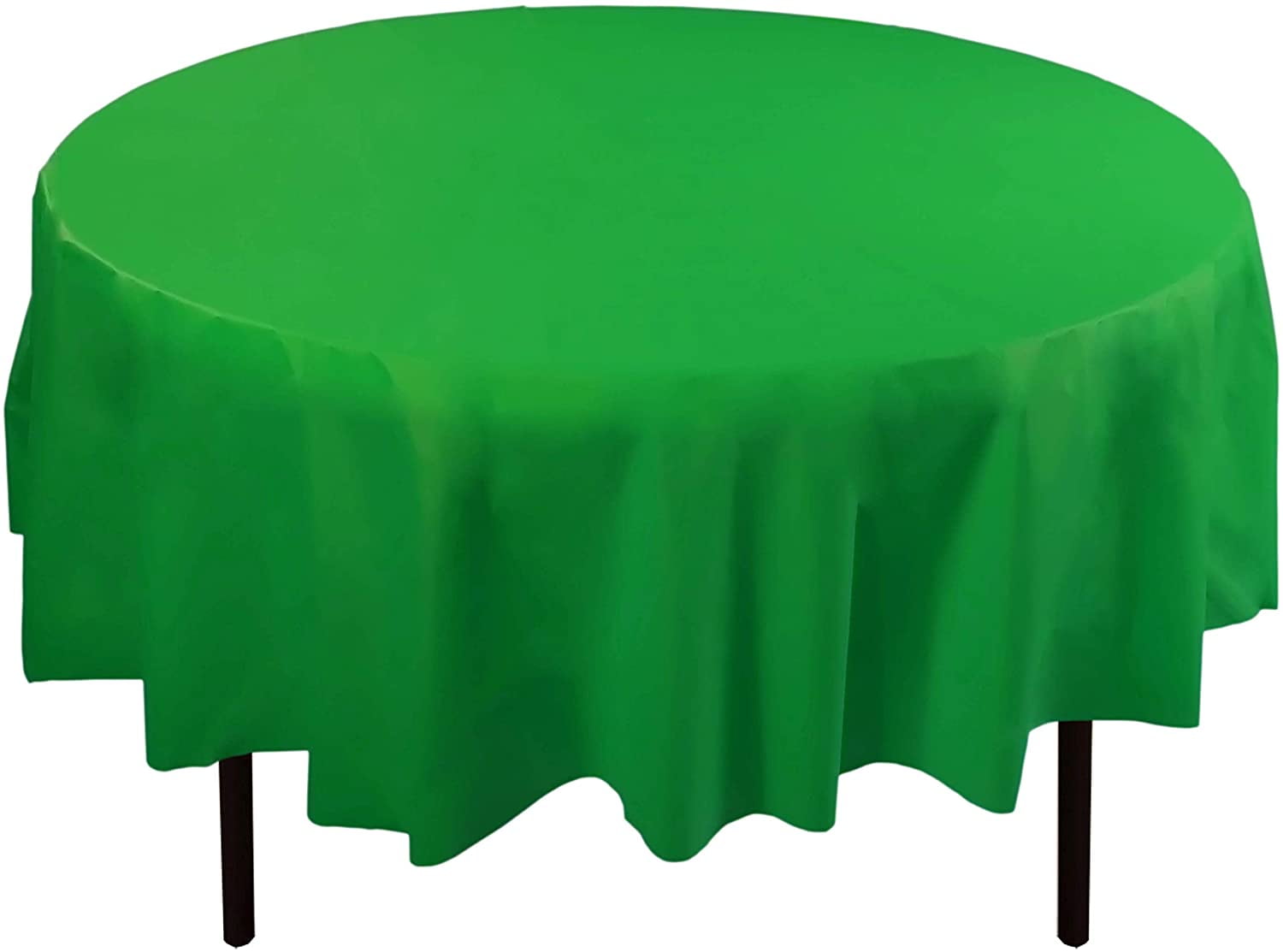 Bulk Premium Plastic Disposable 84 inch Round Tablecloth, Emraled Green