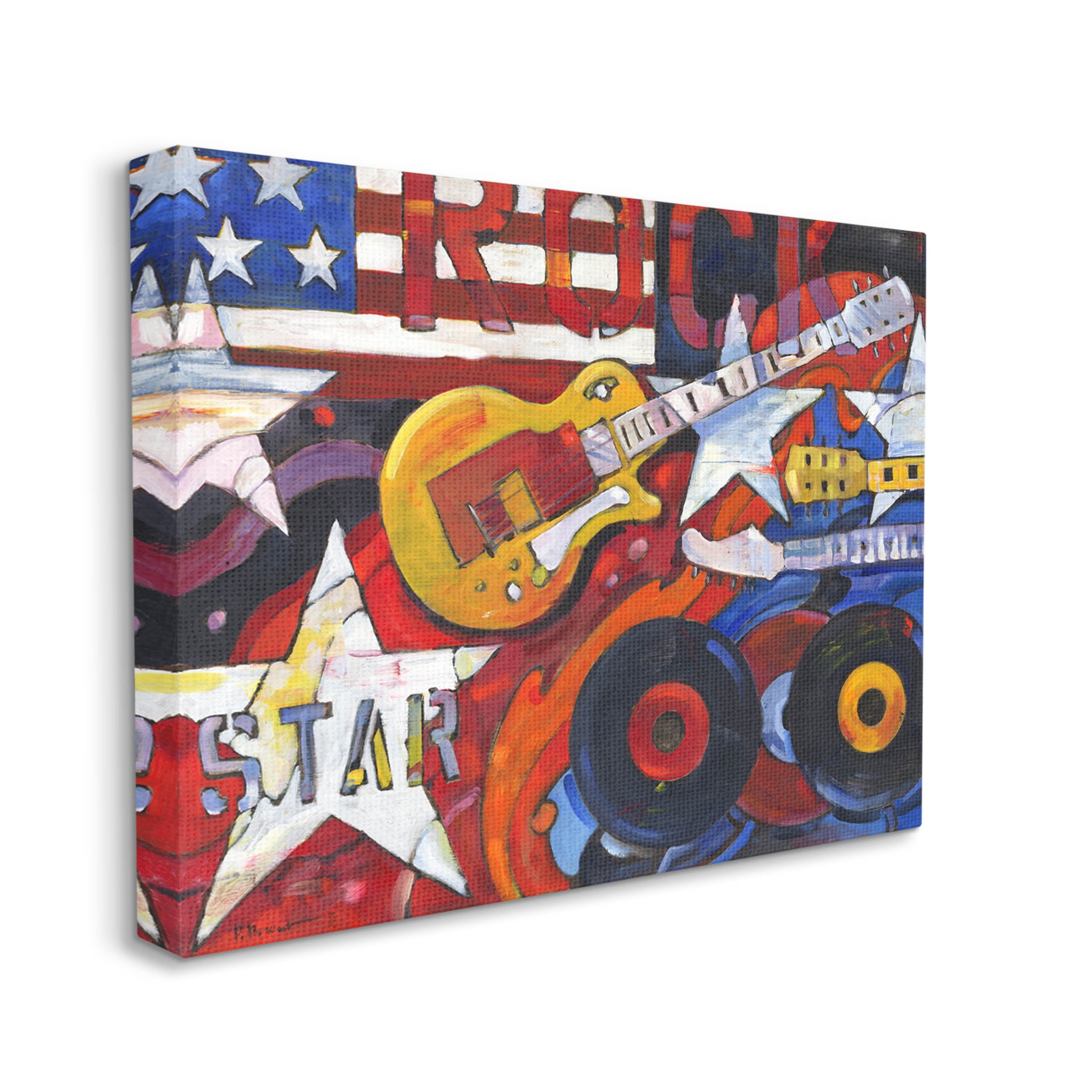 Stupell Industries Rockstar Americana Music Tribute Painting Gallery Wrapped Canvas Print Wall Art, Design by Paul Brent
