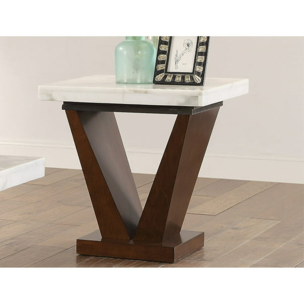 Square Marble Top End Table With Wooden, How To Make A Wood Table Top Look Like Marble
