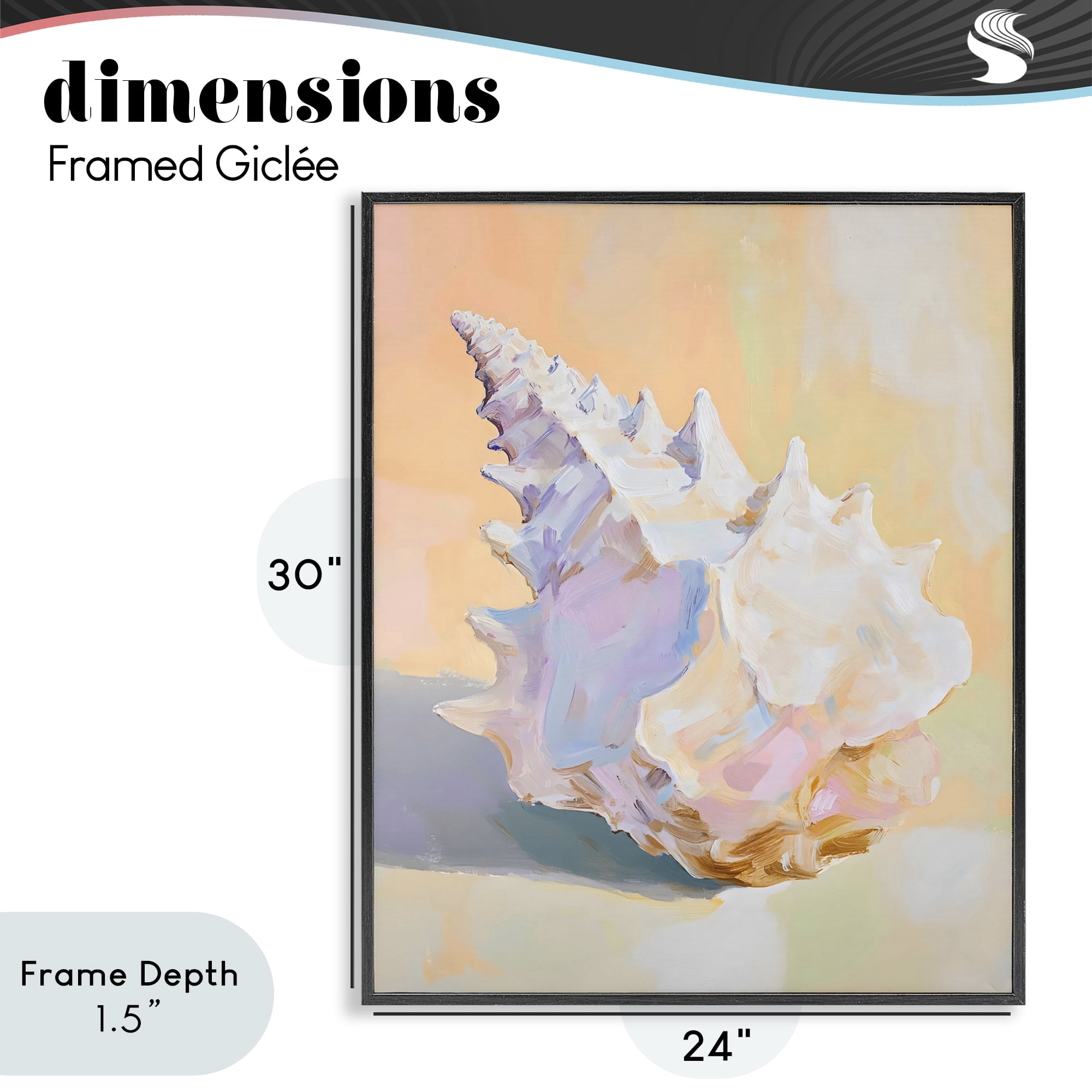 Stupell Industries Vintage Shell in Pastel Light Black Framed Giclee Art, design by The Prints Vibe