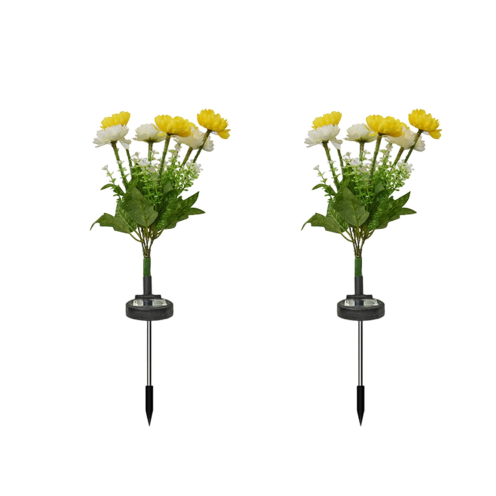 Solar Garden Lights LED Colorful Waterproof Realistic Solar Powered Snow Lotuss Landscape Lights Automatic Lighting In Darkness for Pathway Patio Yard Garden Decor (Yellow + White)