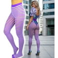 thumbnail image 3 of ToBeInStyle Women's Opaque Striped Pantyhose Stocking Hosiery - One Size Plus - White/Purple - One Size: Plus, 3 of 7