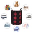 thumbnail image 6 of Circular Hamper Single Layer Laundry Basket Storage Basket Waterproof Single Layer Fabric With Handle Pe Support Strip Argyle Plaid Darkred_1 Medium, 6 of 8