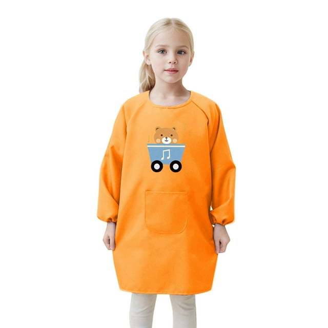 Kids Art Smock Apron For Children With Front Pocket - Long Sleeve Painting Aprons For Kids