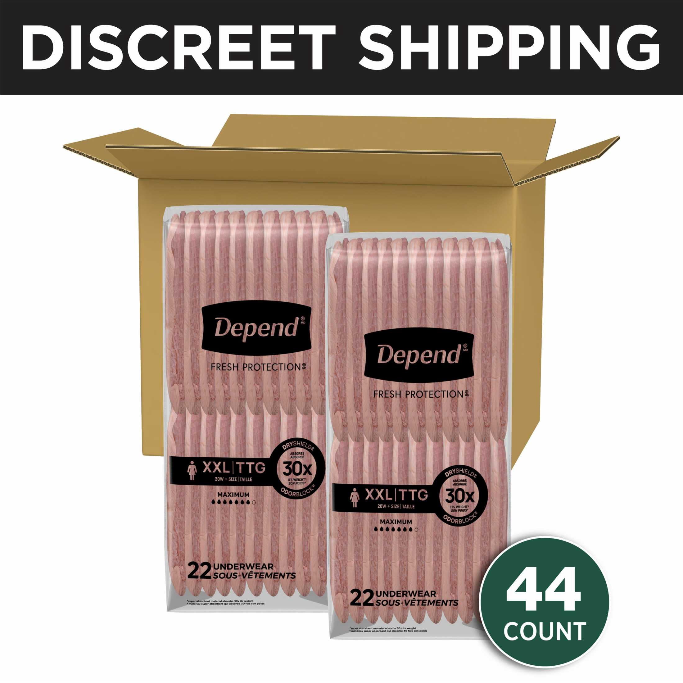 (2 pack) Depend Fresh Protection Incontinence Underwear for Women, Adult Diapers, XXL, 44 Count