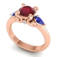 thumbnail image 2 of Diamond-Capitals 2.50 Carat Unique Round Cut Red Ruby & Blue Sapphire Gemstone Three Stone Bridal Ring for Women Solid 14K Rose Gold Size 5, 2 of 8
