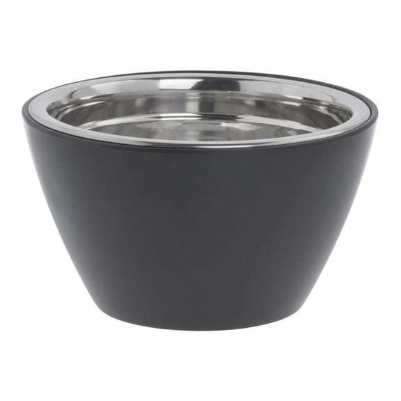 HUBERT® Serving Bowl Black Melamine with Stainless Steel Bowl Insert - 7" Dia x 4" D