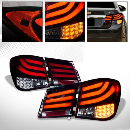 Brake Bar - R&L Racing Red Smoke Led Tube Bar Rear Tail Brake Lights Signal Lamps 4Pc 11-16 Chevy Cruze