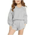 thumbnail image 2 of BLVB Toddler Girls Boys 2 Piece Outfits Casual Long Sleeve Pullover Sweatshirt and Shorts Sports Set Spring Fall Clothes, 2 of 6