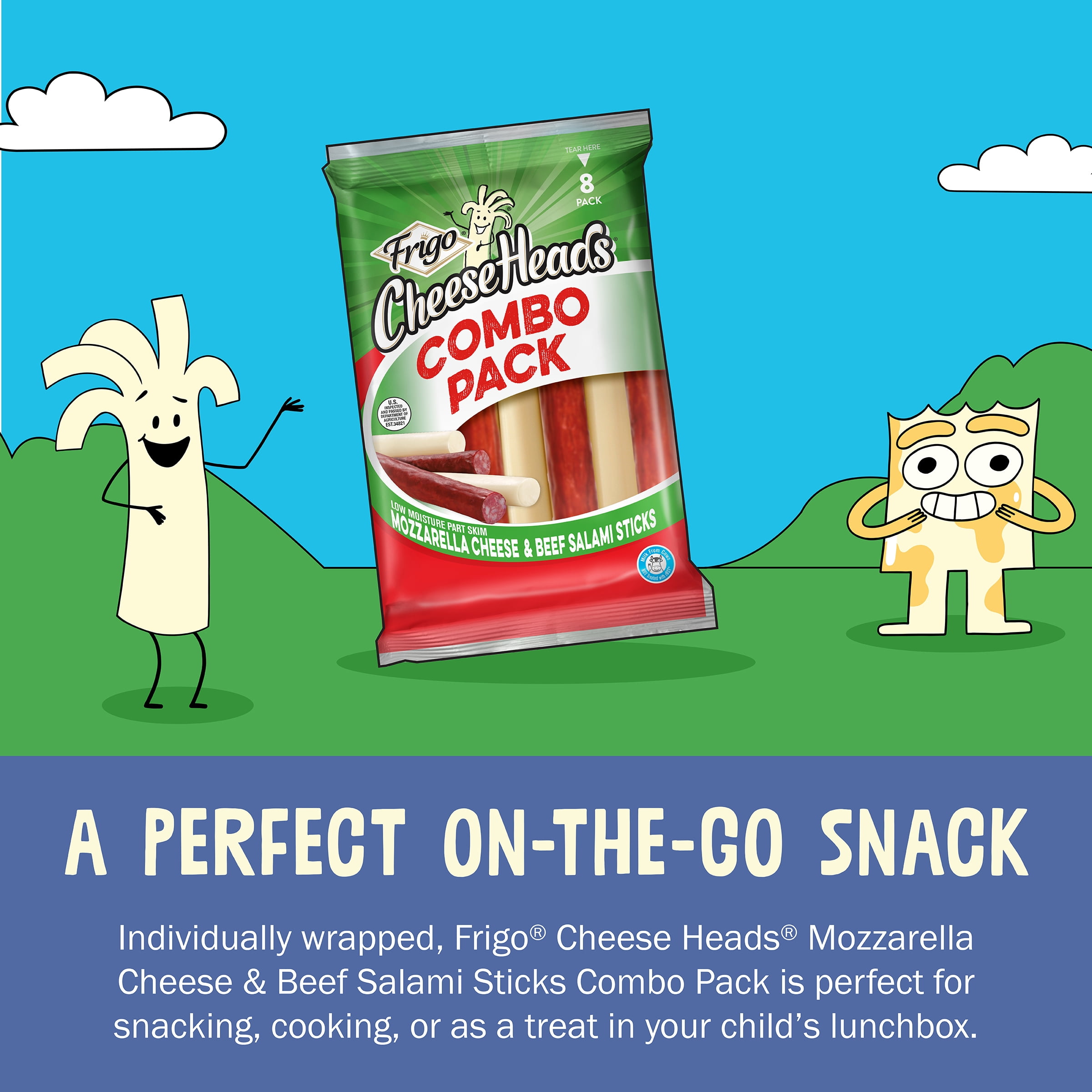 Frigo® Cheese Heads® Mozzarella Cheese & Salami Sticks, 6.3 oz, 8 Count