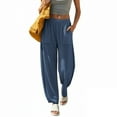 thumbnail image 3 of Feancey Barrel Sweatpants Women High Waisted Casual Baggy Pants Solid Color Loose Fit Wide Leg Pants Fashion Lounge Trouser with Pockets Navy XL, 3 of 10