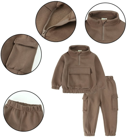 Godderr Baby Toddler 2PCS Sweatsuit Outfit for Kids Boys Girls Sweatshirt   Jogger Pants Outfits Comfortable Solid Colour Sweatsuit Suit for 12M-7Y