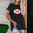 thumbnail image 2 of Blusa de manga corta con estampado de béisbol y cuello redondo de algodón y cáñamo para mujer OAVQHLG3B Store  lin121212, 2 of 5