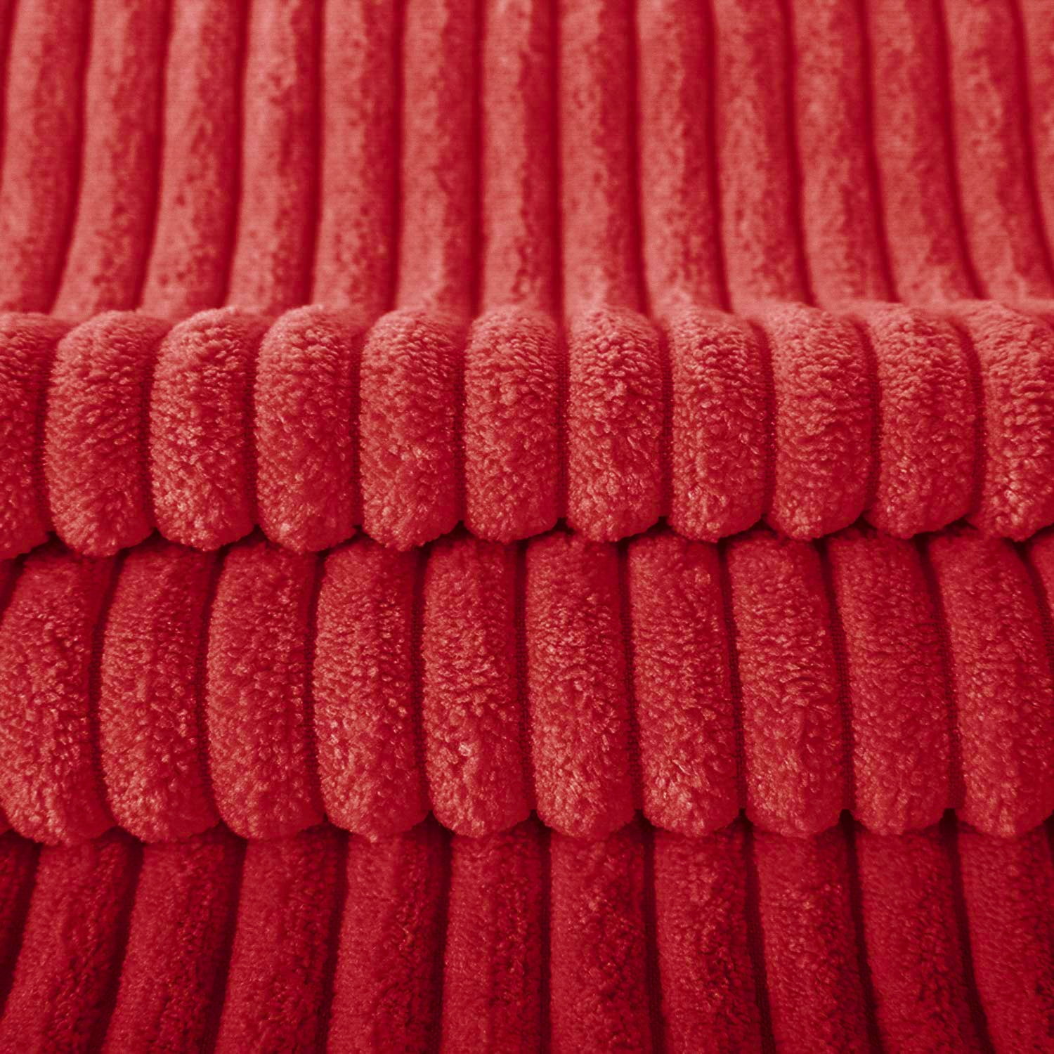 Soft Corduroy Striped Velvet Series Decorative Throw Pillow, 20" x 20", Red, 2 Pack