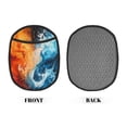 thumbnail image 2 of Pofeuu Red And Blue Waves Print Silicone Pot Mat Mitten With Hanging Loop Heat Resistant Oven Mitts Non-Slip Bbq Baking Smoking Potholders, 2 of 7