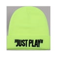 thumbnail image 1 of Men's Autumn/Winter Solid Color Knitted Warm Big Headband Embroidered Pullover Hat, 1 of 3