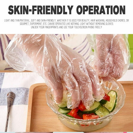 Plastic Clear Gloves PE Glove for Food Cleaning Catering Beauty 100 PCS