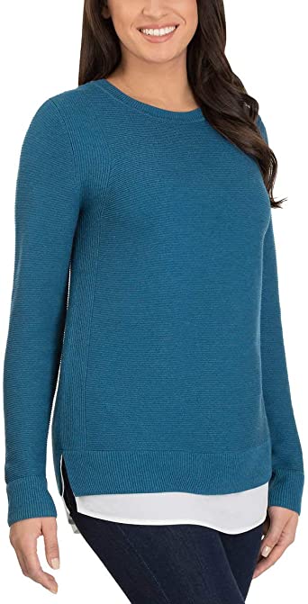 Ladies' Hilary Radley 2fer Sweater Women (S, Blue) - Walmart.com