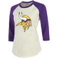 thumbnail image 2 of Women's Majestic Threads Justin Jefferson Cream/Purple Minnesota Vikings Player Raglan Name & Number Fitted 3/4-Sleeve, 2 of 3