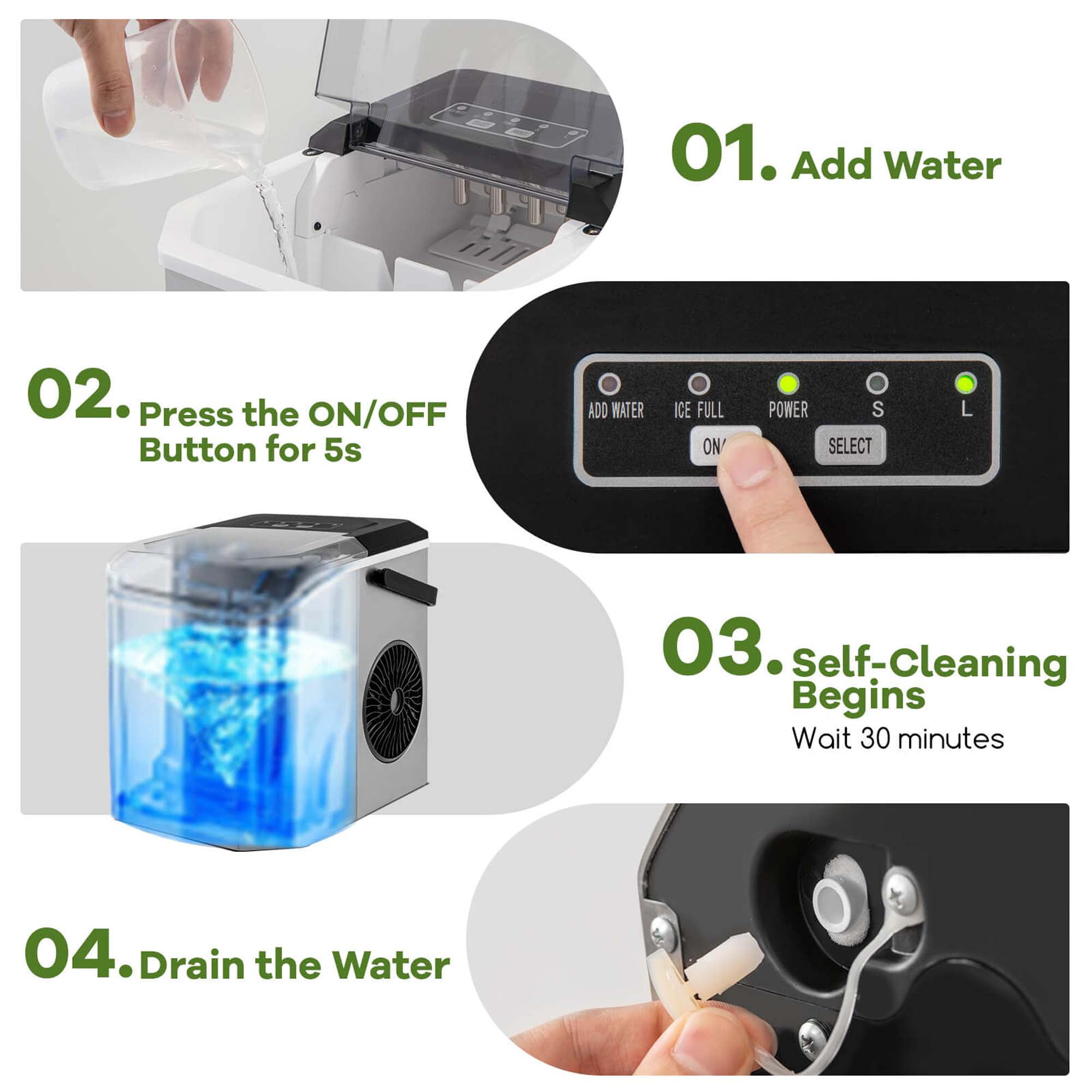 Costway Countertop Ice Maker Portable Ice Making Machine 6-13 Mins 9 Ice 26.5 lbs/24 Hrs Silver