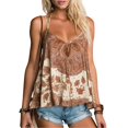 thumbnail image 4 of BODOAO Women's Spaghetti Strap Tank Top Paisley Print V Neck Flowy Camisole Loose Fit Boho Sleeveless Casual Summer Cami Top for Beach Vacation Festival Wear Brown 2XL, 4 of 7