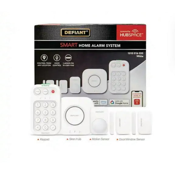 Defiant Smart Home Alarm Kit with WiFi and Bluetooth, Powered by Hubspace (5-Piece)