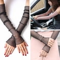 thumbnail image 2 of Women Sheer Mesh Arm Sleeves Long Ultra-thin Lace Fingerless Gloves UV Sun Protection Cooling Mesh Tulle Sunscreen Sleeves for Outdoors, 2 of 8