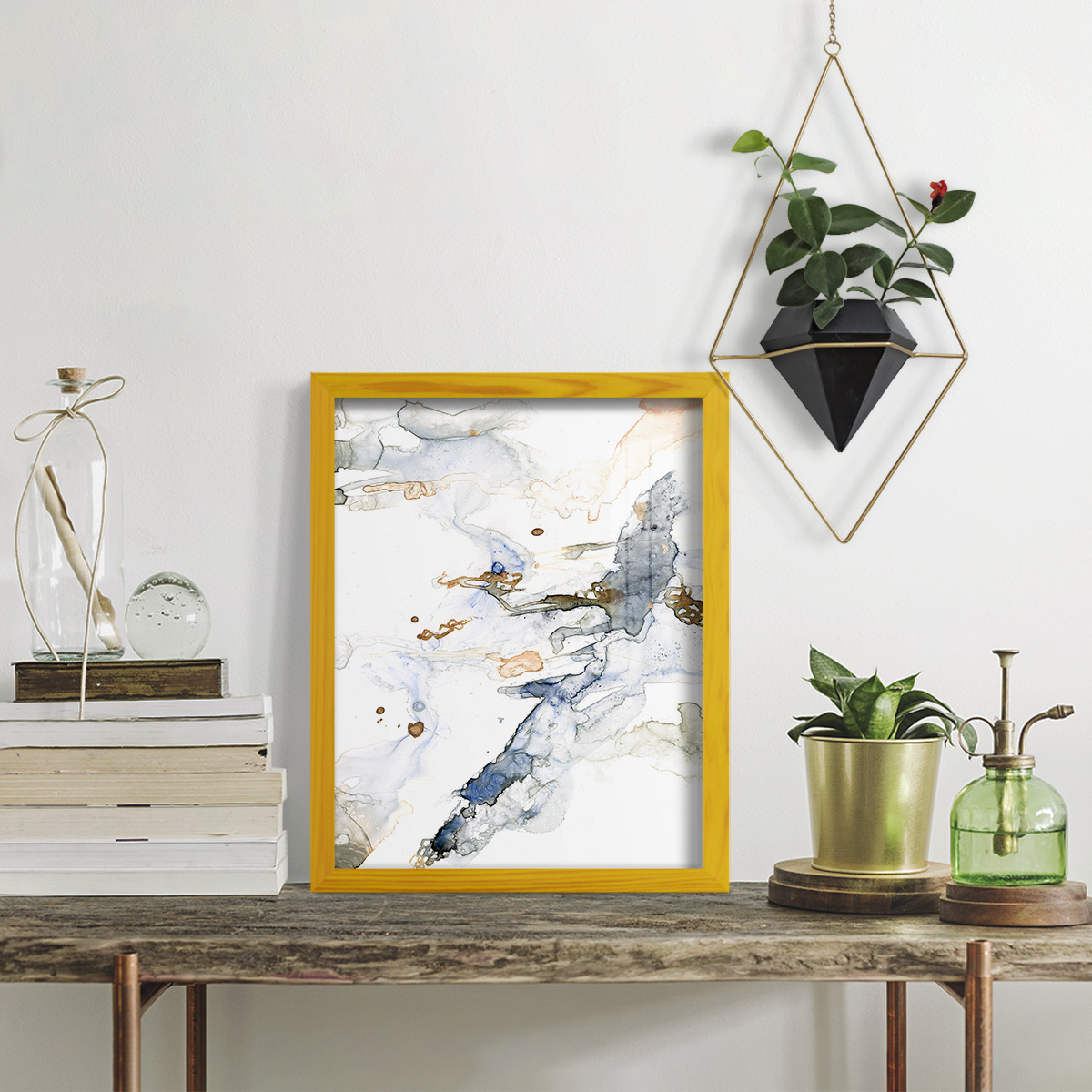 Organic Interlace I -Framed Print w/glass-Sunflower Yellow