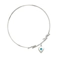 thumbnail image 2 of 7 1/2 inch Round Double Loop Bangle Bracelet w/ Heart medal charm w/ December Blue Swarovski Crystal, 2 of 3