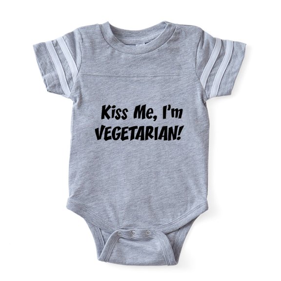 CafePress - FIN Kiss Me Vegetarian - Cute Infant Baby Football Bodysuit