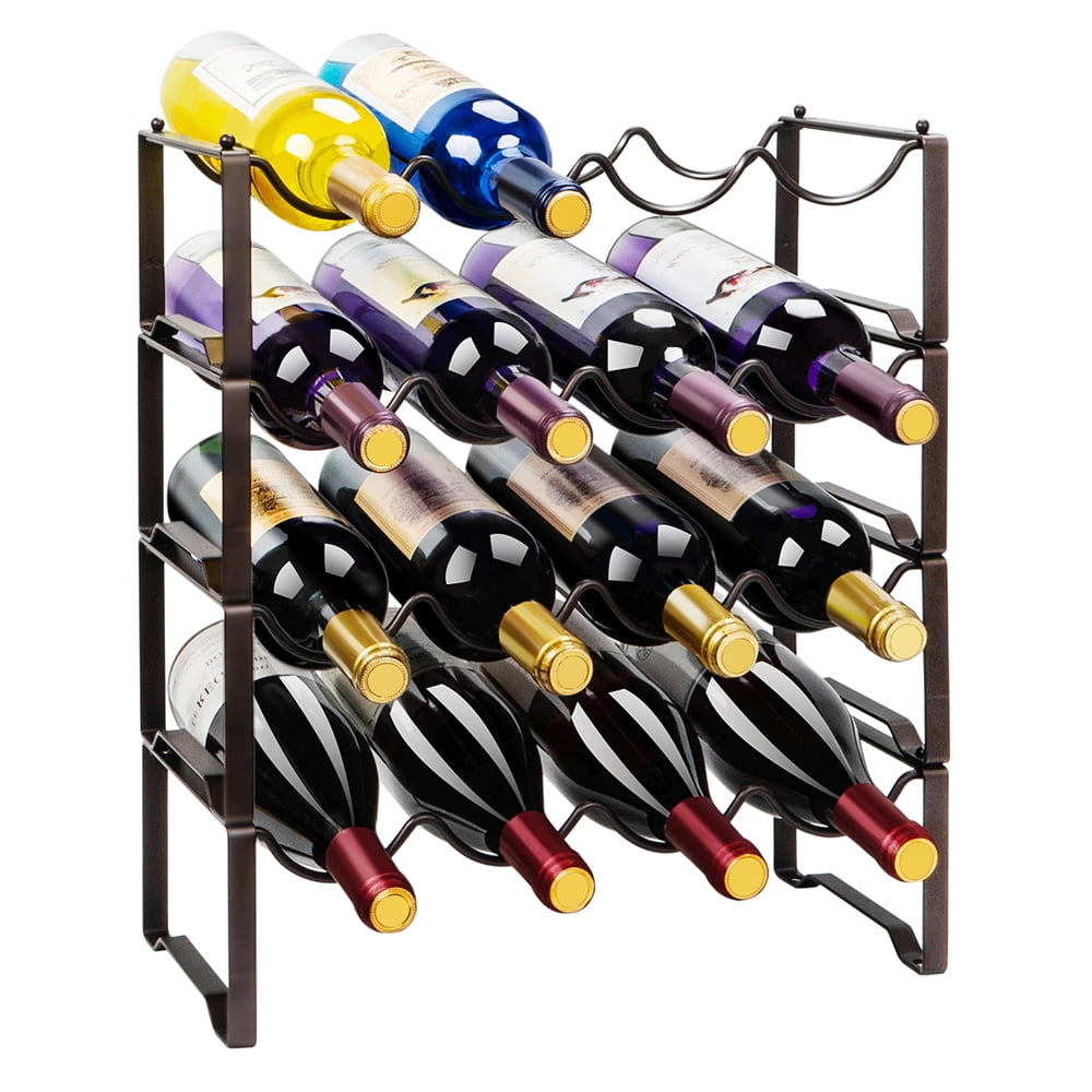 4 Tier Metal Wine Rack Organizer Freestanding Stackable Wine Bottle