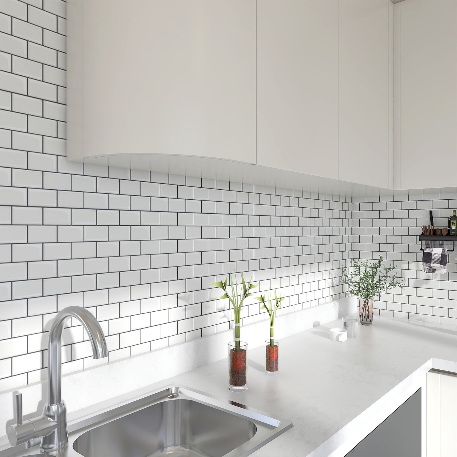 10 Pcs Marble Peel and Stick Backsplash Tiles 12"x12" Self-Adhesive Glazed Ceramic Surface Wall Tiles Waterproof Heat Resistant Stick on Tiles for Kitchen Bathroom Countertop