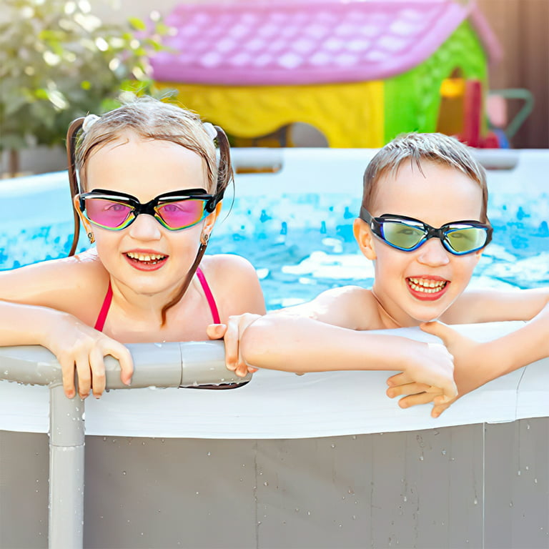 Swim Goggles 2 Pack, Wide View Anti-UV Anti-Fog Swimming Goggles for Audlt,  No Leaking Swim Glasses for Men Women Youth 