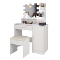 thumbnail image 2 of Resenkos Large Vanity Desk Set with 10 LED Bulbs, Makeup Dressing Table with Cushioned Stool for Women, Girls, Bedroom, White, 2 of 10