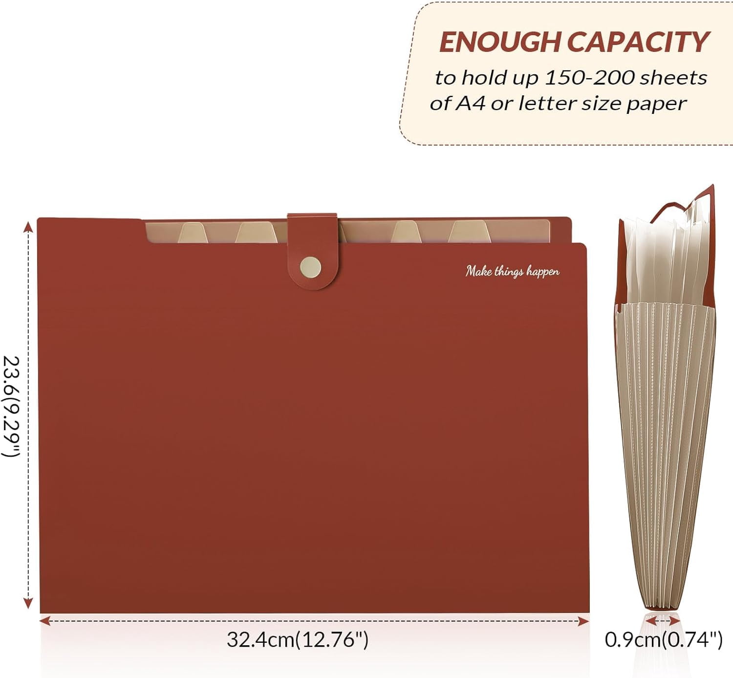 PrimeCook Shop File Folder with Labels, Accordion File Organizer with 8 Pockets, Portable Document Organizer, A4 Letter Size, Paper Organizer for Office, Brown