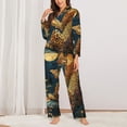 thumbnail image 2 of Salouo Leopard Reading Tarot Cards Pattern Women's Pajamas Set Long Sleeve Button Down Sleepwear Soft Pj Lounge Sets for women 2 Piece Pjs Set with Long Pants-Large, 2 of 7