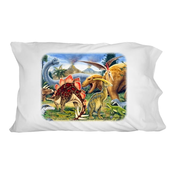 Dinosaurs Jurassic Collage T-Rex Stegasaurus Novelty Bedding Pillowcase
