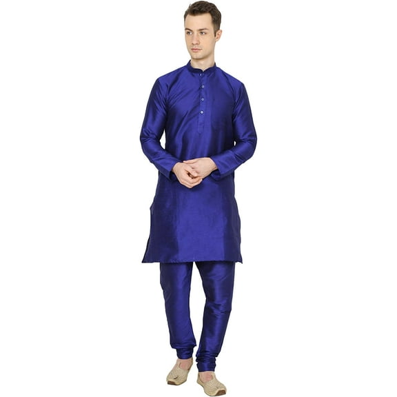 Royal Kurta Mens Silk Blend Kurta Pyjama Set (40, Plain-1 Royal Blue)